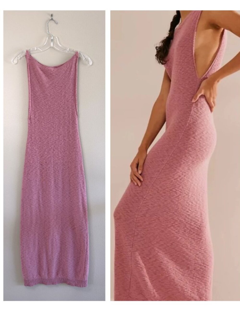 Free People Beach Brenna Sweater Bodycon Column Maxi Dress, XS, Coastal